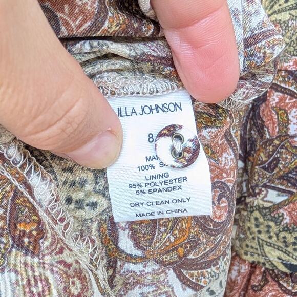 Ulla Johnson Maris Paisley-print Silk Crepe Bow Ruffle Mini Dress, size 8 - Picture 11 of 13